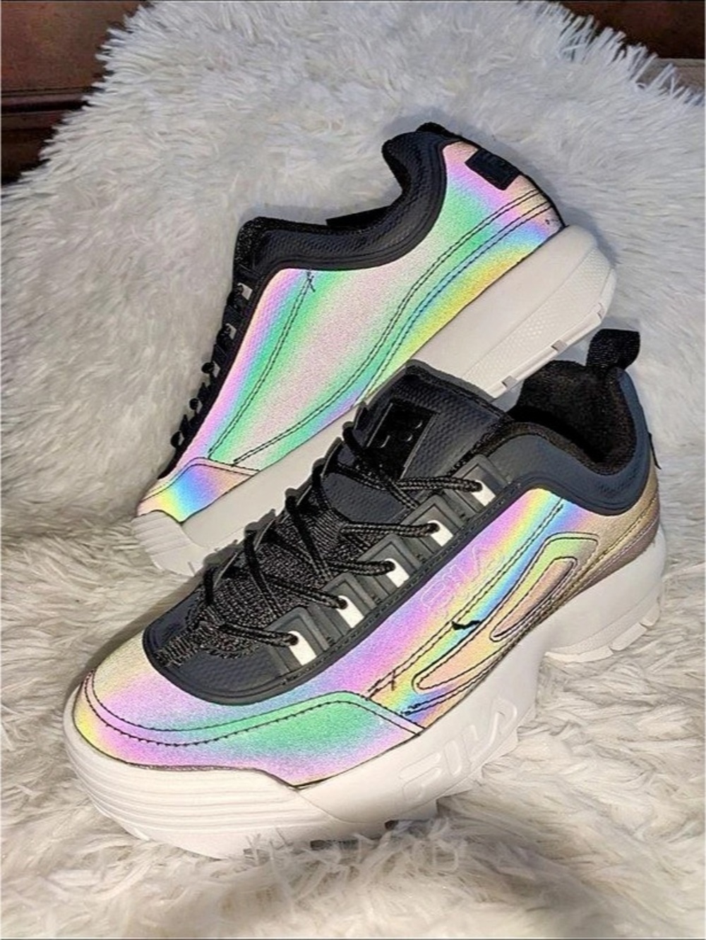 Fila Disruptor II Phase Shift Sneakers Black & Pink US 7 NWT